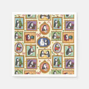 Guardanapos com padrão de Natal de pinguim desenha