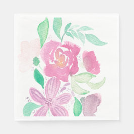 Guardanapos com padrão pintado à mão com flores em
