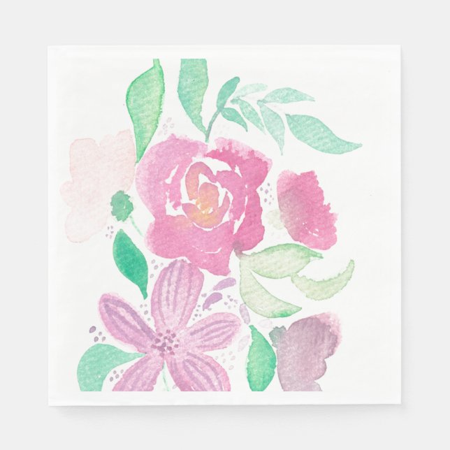 Guardanapos com padrão pintado à mão com flores em (Frente)