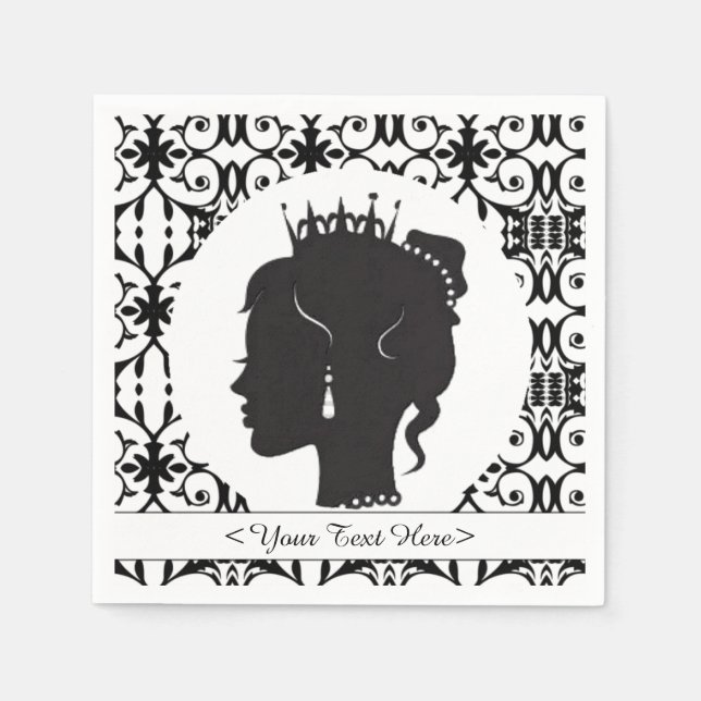 Guardanapos com Silhueta de Princesa Personalizada (Frente)