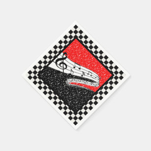 Guardanapos com tema musical vermelho e preto