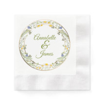 Guardanapos Comemorativos de Casamento com Flores