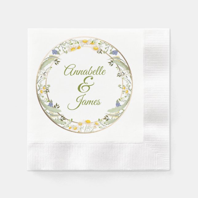 Guardanapos Comemorativos de Casamento com Flores  (Frente)