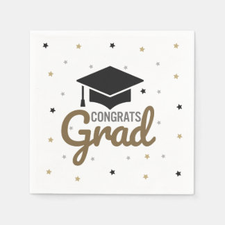 Guardanapos Congrats Grad 2026 Preto Dourado Estre