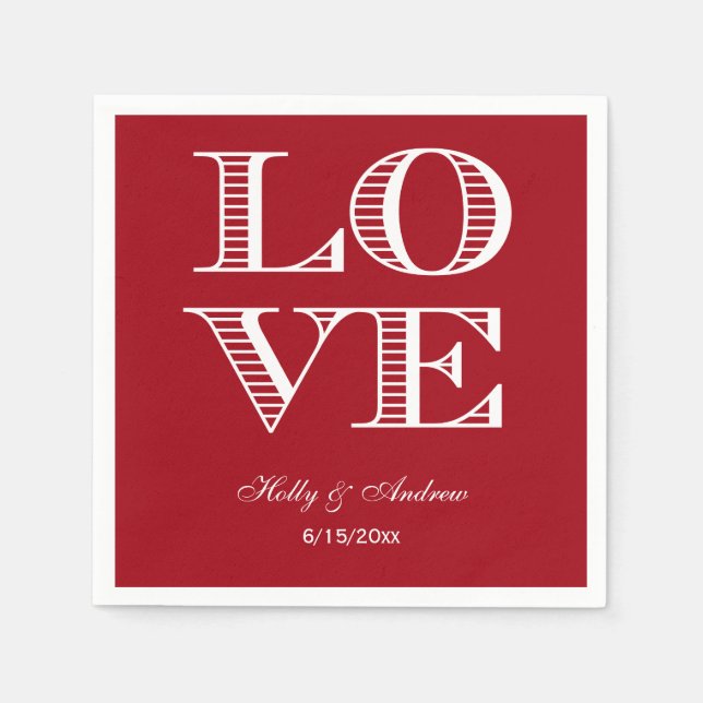 Guardanapos Cranberry Vermelho, Branco LOVE (Frente)
