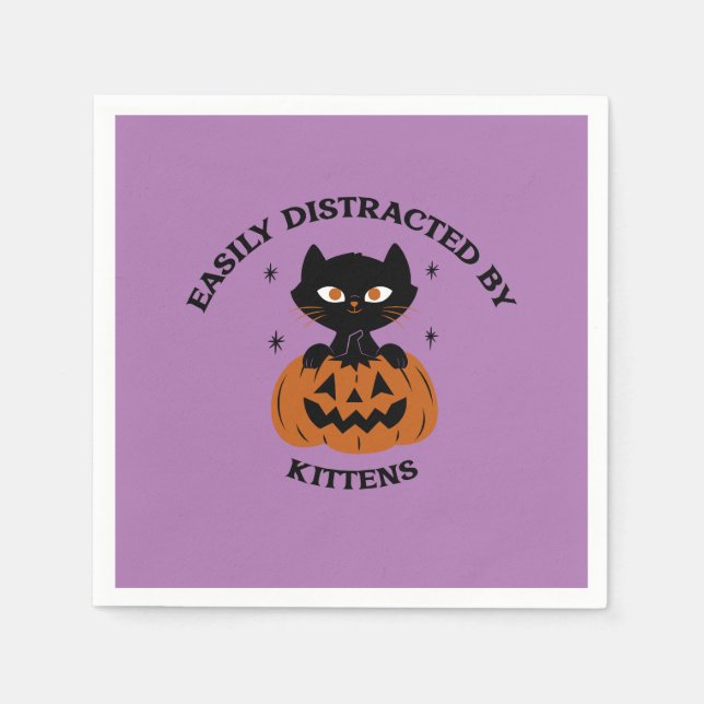 Guardanapos das festas de Halloween, gatinho preto (Frente)