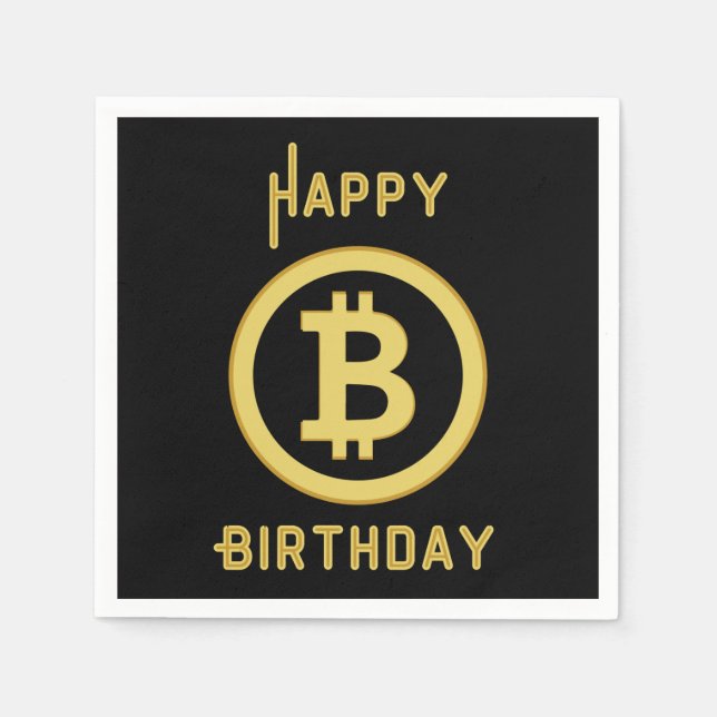 Guardanapos de 3 camadas Happy Birthday Bitcoin Go (Frente)