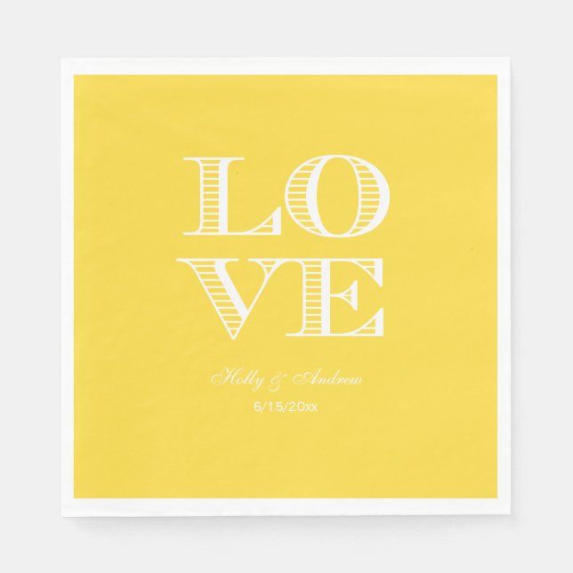 Guardanapos de Amor de Abacaxi Amarelo Branco (Frente)
