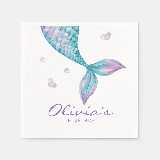 Guardanapos de Aniversário Cauda de Sereia Sob o M (Frente)