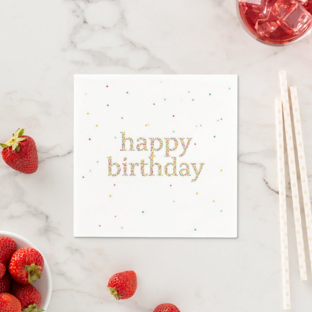 Guardanapos de Aniversário com Confeitos de Arco-Í (Insitu)