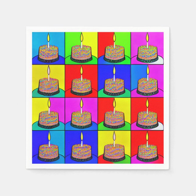Guardanapos de Aniversário com Desenho de Bolo (Frente)