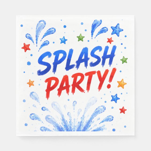 Guardanapos de Aniversário da Festa na Piscina (Frente)