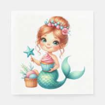 Guardanapos de Aniversário da Menina Sereia 🧜‍♀️�