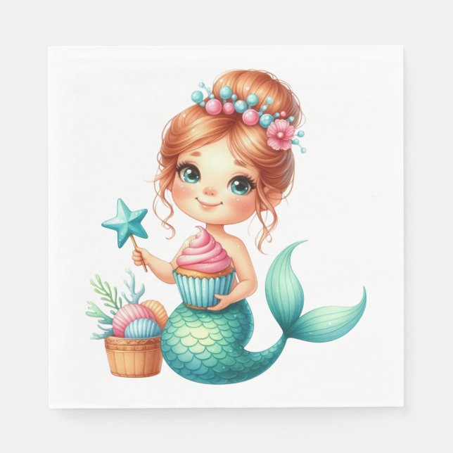 Guardanapos de Aniversário da Menina Sereia 🧜‍♀️� (Frente)