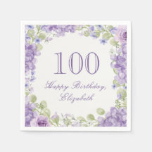 Guardanapos de Aniversário de 100 anos Elegante Fl