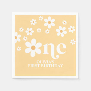 Guardanapos de aniversário de 1 ano com flores de 