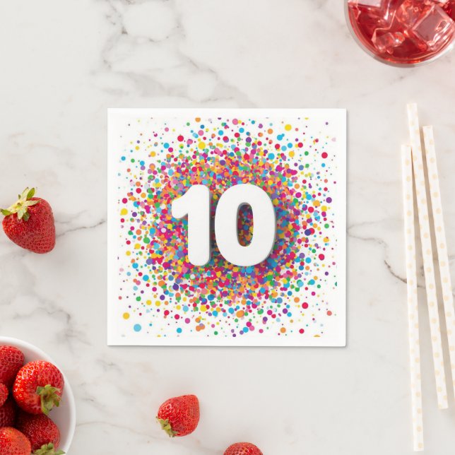 Guardanapos de Aniversário de 1 Ano Confete Arco-í (Insitu)