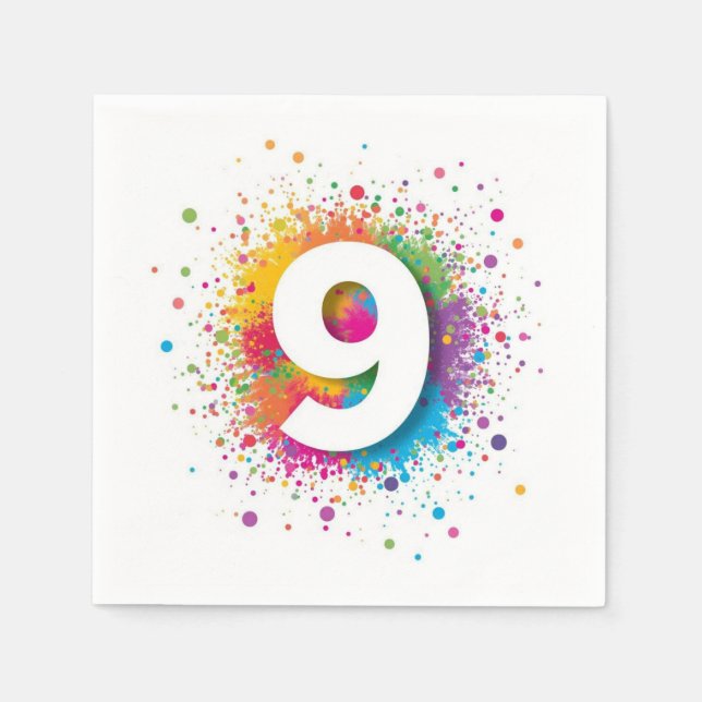 Guardanapos de Aniversário de 1 Ano Confete Arco-í (Frente)