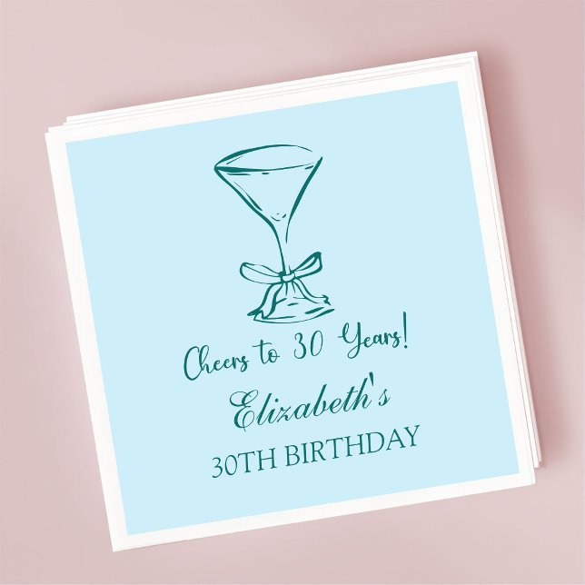 Guardanapos de aniversário de 30 anos de azul e ve (Criador carregado)