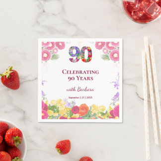 Guardanapos de aniversário de 90 anos com design f