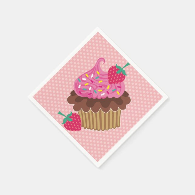 Guardanapos de Aniversário de Cupcake de Morango e (Canto)