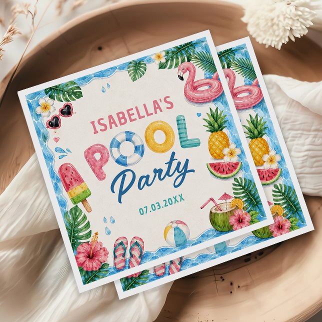 Guardanapos de Aniversário de Festa de Piscina de  (Criador carregado)