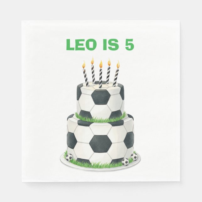 Guardanapos de aniversário de futebol editáveis –  (Frente)