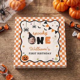 Guardanapos de aniversário de Gingham de Halloween