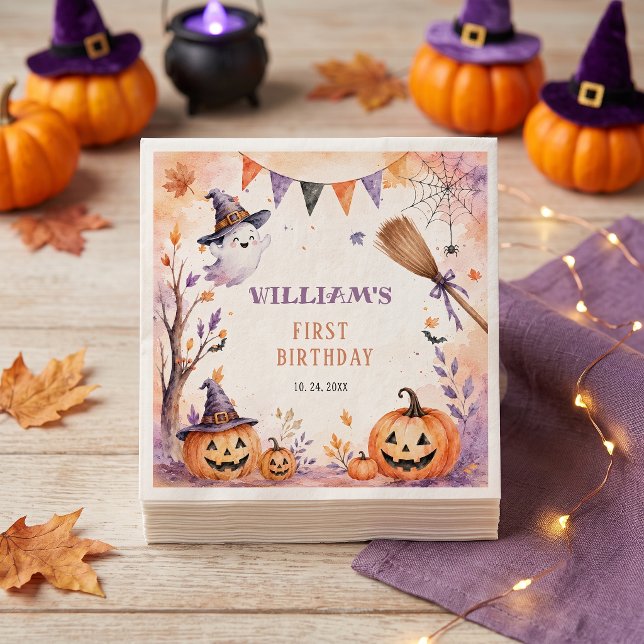 Guardanapos de aniversário de Halloween de Abóbora (Criador carregado)