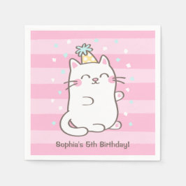 Guardanapos de Aniversário de Meninas Gatas Branca