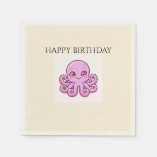 Guardanapos de aniversário de polvo bebê fofo