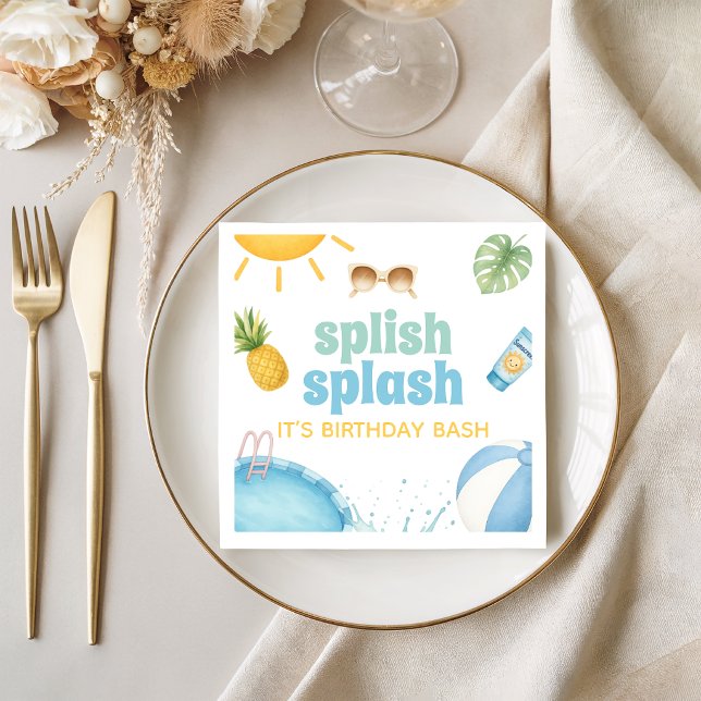 Guardanapos de Aniversário de Verão Splish Splash (Criador carregado)