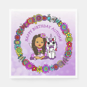 Guardanapos de aniversário personalizados com fada