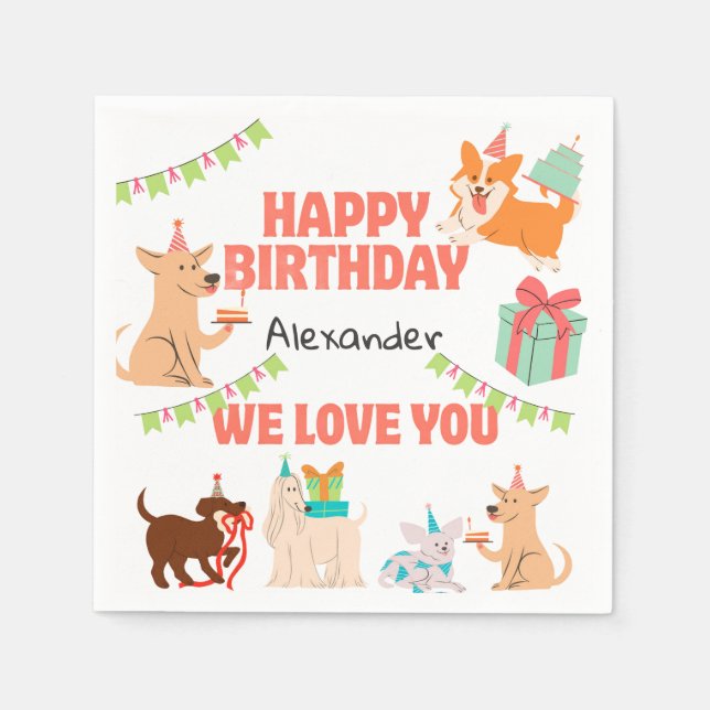 Guardanapos de aniversário personalizáveis Adoráve (Frente)