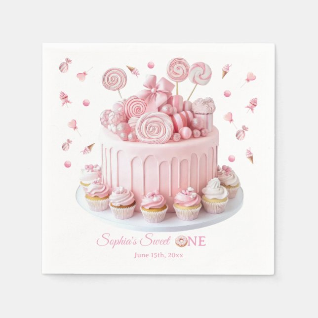 Guardanapos de Aniversário Pink Sweet One (Frente)