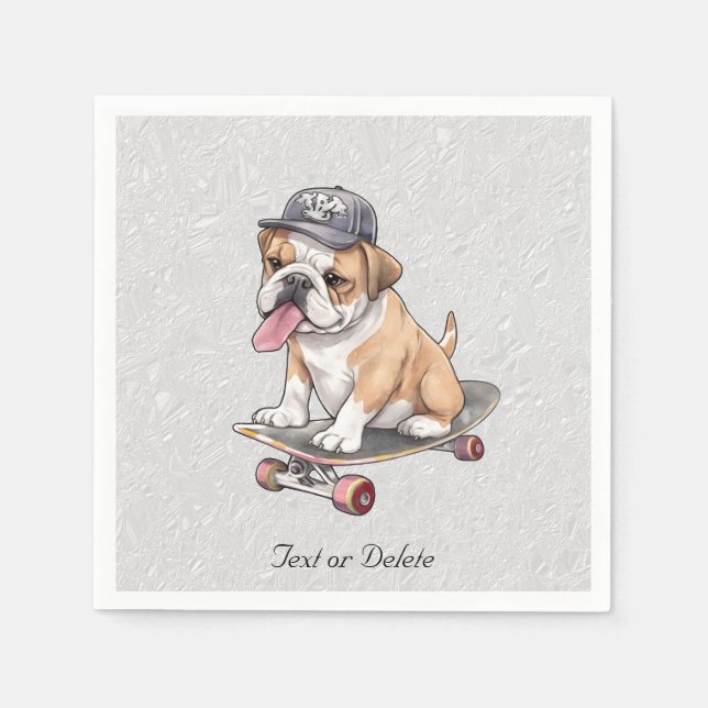Guardanapos de Bulldog em Aquarela (Frente)