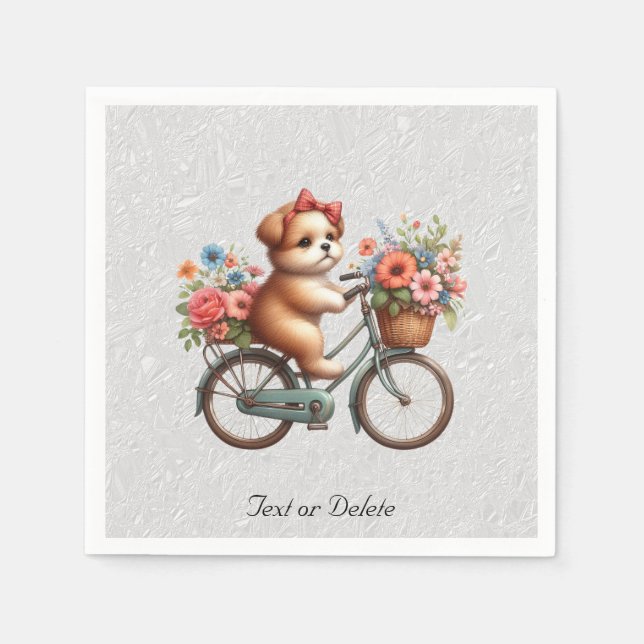 Guardanapos de Cachorro de Bicicleta Floral (Frente)