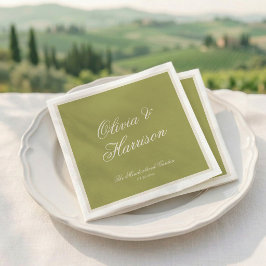 Guardanapos de Caligrafia Verde Oliva para Casamen