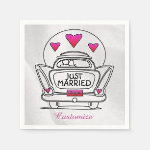 Guardanapos de carro de lua de mel personalizados