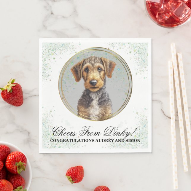 Guardanapos de casamento Airedale Terrier com foto (Insitu)