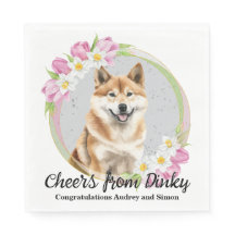 Guardanapos de casamento Akita Inu com foto de cãe