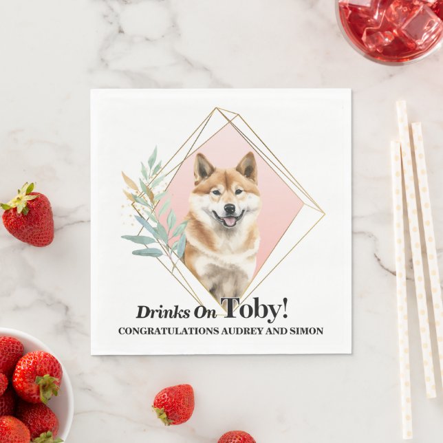 Guardanapos de casamento Akita Inu com foto de cãe (Insitu)