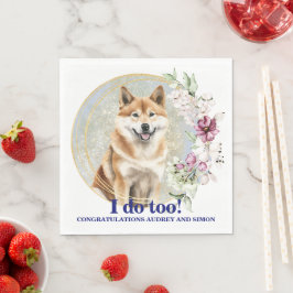 Guardanapos de casamento Akita Inu com foto de cãe