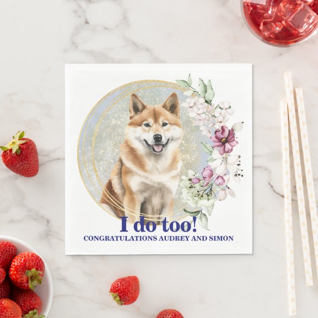 Guardanapos de casamento Akita Inu com foto de cãe (Insitu)
