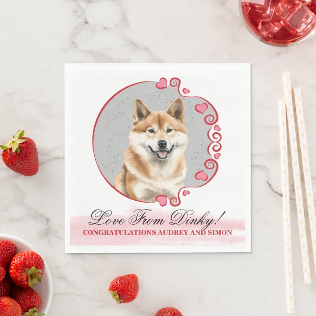 Guardanapos de casamento Akita Inu com foto de cãe (Insitu)