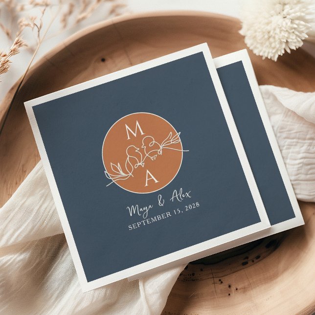 Guardanapos de Casamento Azul Marinho com Monogram (Criador carregado)