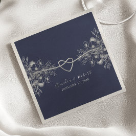Guardanapos de casamento azul naval elegantes