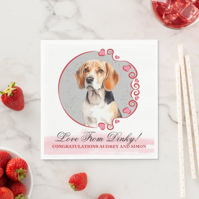 Guardanapos de casamento Beagle com foto de cães (Insitu)