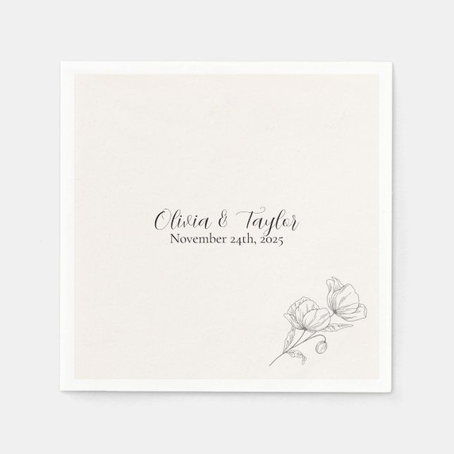 Guardanapos de casamento Beige Elegance (Frente)