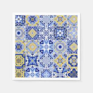 Guardanapos de casamento Blue Mediterranean Tile &